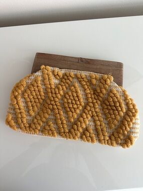 Textured Mustard Yellow Macramé Clutch